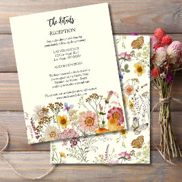 Tarjeta De Recepción Detalles de Boda Rústica Bohemiana con Flores Silv
