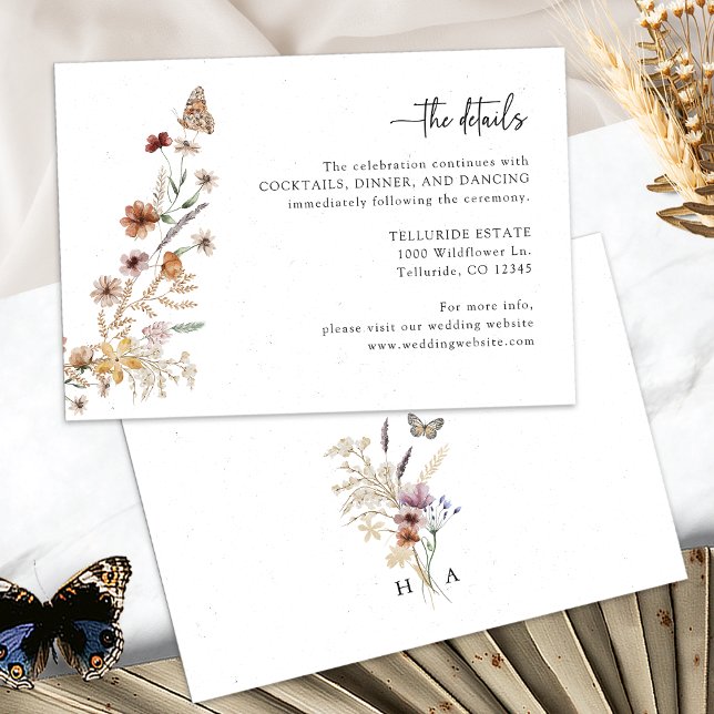Tarjeta De Recepción Detalles de Boda Rústica Boho (Rustic White Boho Wedding Details Enclosure Card Monogrammed by Painted Paperie
)
