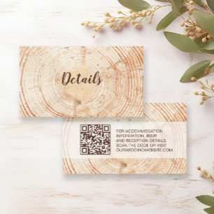 Tarjeta De Recepción Detalles de boda rústica con código QR de textura 