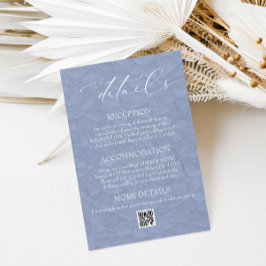 Tarjeta De Recepción Detalles de Boda Rústica Floral Periwinkle QR