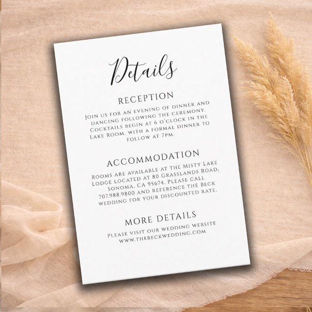 Tarjeta De Recepción Detalles de Boda Rústica Moderna (Subido por el creador)