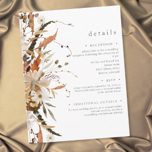 Tarjeta De Recepción Detalles de Boda Rústica Neutra Bohemiana de Otoño
