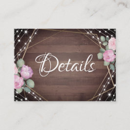 Tarjeta De Recepción Detalles de Boda Rústicos de Madera y Florales