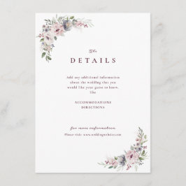 Tarjeta De Recepción Detalles de boda rústicos florales boho rosa polvo