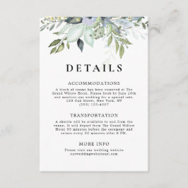 Tarjeta De Recepción Detalles de Boda Rústicos y Elegantes con Acuarela