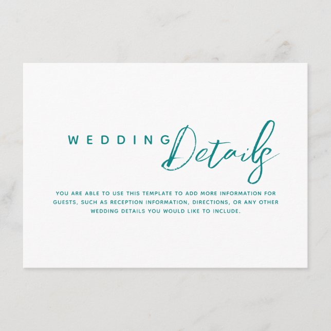 Tarjeta De Recepción Detalles de Boda Sencillos (Anverso)