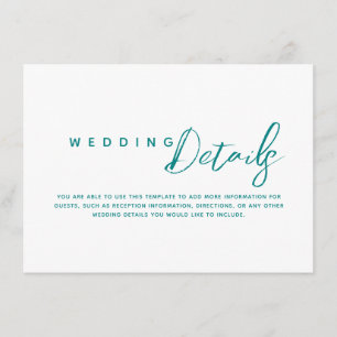 Tarjeta De Recepción Detalles de Boda Sencillos
