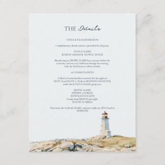 Tarjeta De Recepción Detalles de Boda Serif Costa Faro Náutico