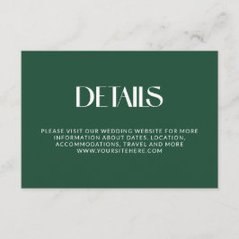 Tarjeta De Recepción Detalles de Boda Serif Decorativos Deep Pine