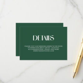 Tarjeta De Recepción Detalles de Boda Serif Decorativos Deep Pine