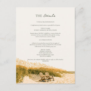 Tarjeta De Recepción Detalles de Boda Sillas Duna Avena de Mar Costa Es