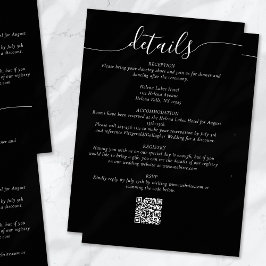 Tarjeta De Recepción Detalles de Boda simple de guión elegante negro