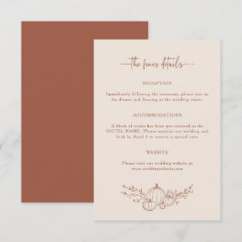 Tarjeta De Recepción Detalles de Boda Simple de Otoño