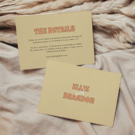 Tarjeta De Recepción Detalles de Boda Simple Retro Modernos de ELLIE