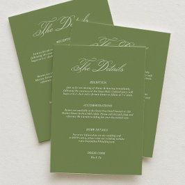 Tarjeta De Recepción Detalles de Boda Simple Verde Código de Vestimenta
