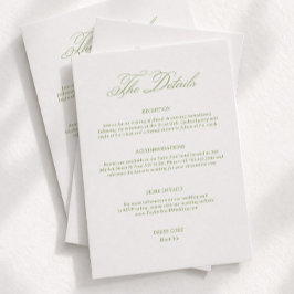 Tarjeta De Recepción Detalles de Boda Simple Verde Código de Vestimenta