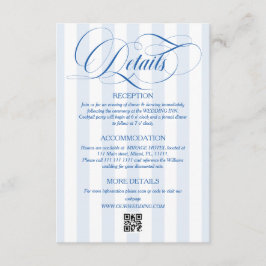 Tarjeta De Recepción Detalles de boda simples a rayas azules