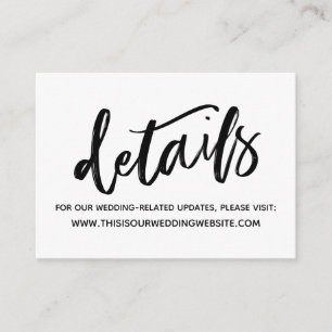 Tarjeta De Recepción Detalles de Boda Simples con Letra Informal