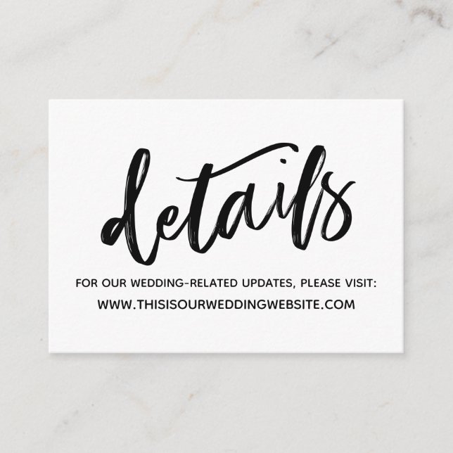 Tarjeta De Recepción Detalles de Boda Simples con Letra Informal (Anverso)