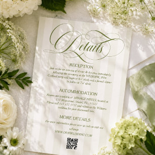 Tarjeta De Recepción Detalles de boda simples con rayas verdes