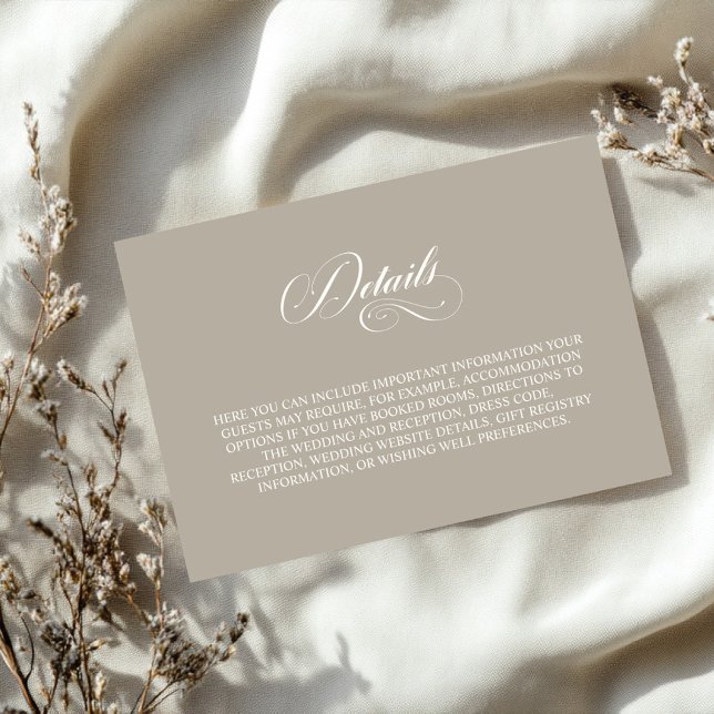 Tarjeta De Recepción Detalles de Boda Simples en Beige (Subido por el creador)