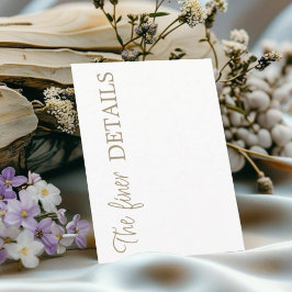 Tarjeta De Recepción Detalles de Boda Simples en Blanco y Dorado