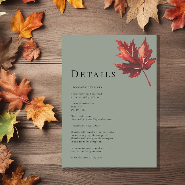 Tarjeta De Recepción Detalles de Boda Simples Mínimos de Otoño Verde Sa (Subido por el creador)