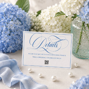 Tarjeta De Recepción Detalles de boda simples modernos azules