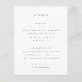 Tarjeta De Recepción Detalles de Boda Simples Polvorientos Azules