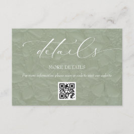 Tarjeta De Recepción Detalles de Boda Simples Verde Salvia QR