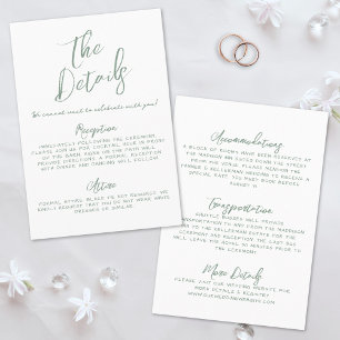 Tarjeta De Recepción Detalles de Boda Simples y Caprichosos Escritos a 