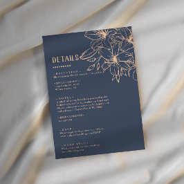 Tarjeta De Recepción Detalles de Boda Suave Azul Oscuro