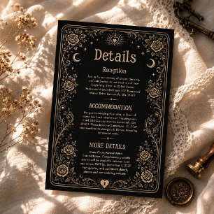 Tarjeta De Recepción Detalles de Boda Tarot Negro Gótico Espeluznante