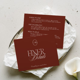Tarjeta De Recepción Detalles de Boda Terracota Profunda Minimalista Mo