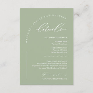 Tarjeta De Recepción Detalles de Boda Terrosos Verde Polvoriento