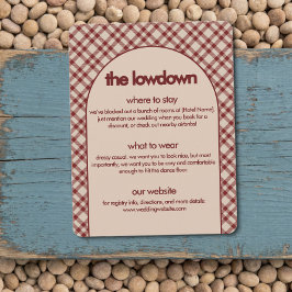Tarjeta De Recepción Detalles de Boda The Lowdown a Cuadros Rojo Rústic