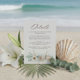 Tarjeta De Recepción Detalles de Boda Tropical Boho en la Playa