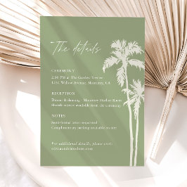 Tarjeta De Recepción Detalles de Boda Tropical con Palma, Información
