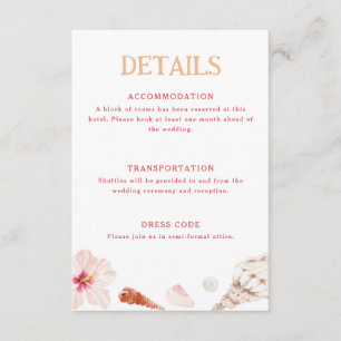 Tarjeta De Recepción Detalles de boda tropical de destino