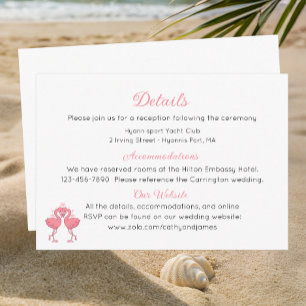 Tarjeta De Recepción Detalles de Boda Tropical en la Playa de Flamencos