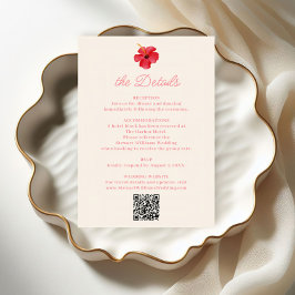 Tarjeta De Recepción Detalles de Boda Tropical Retro en Isla Costera