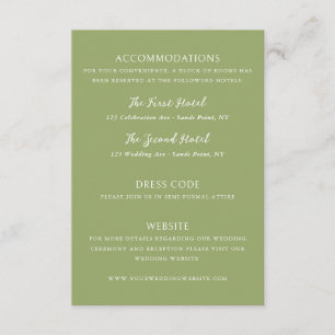 Tarjeta De Recepción Detalles de Boda Verde