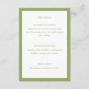 Tarjeta De Recepción Detalles de Boda Verde