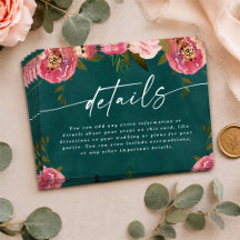 Detalles de Boda Verde Azul Profundo Chic Florido