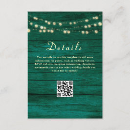 Tarjeta De Recepción Detalles de Boda Verde Esmeralda Código QR