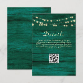 Tarjeta De Recepción Detalles de Boda Verde Esmeralda Código QR