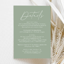 Tarjeta De Recepción Detalles de Boda Verde Menta con Letra Moderna