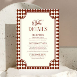 Tarjeta De Recepción Detalles de Boda Vintage Burgundy de Lujo y Dinero