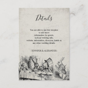 Tarjeta De Recepción Detalles de Boda Vintage de Alicia en el País de l