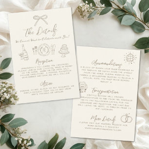 Tarjeta De Recepción Detalles de Boda Vintage Dibujados a Mano